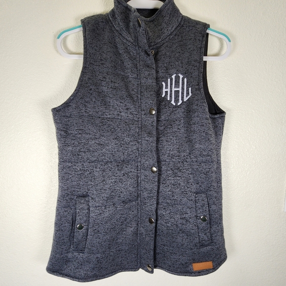 Marleylilly Jackets & Blazers - Marleylilly Women Gray  Quilted HHL Monogrammed Vest Size S